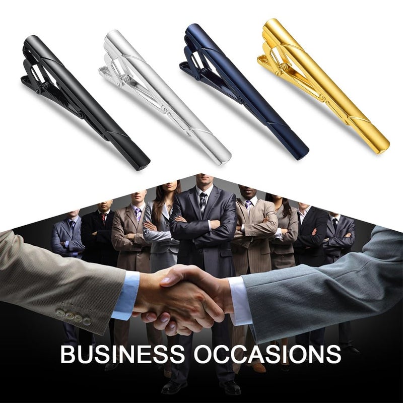 Roctee 7 Pack Tie Clip Set Mens Tie Bar | Formal Business Necktie Bar Pinch Tie Clip in Gold/Silvery/Black/Navy | Best Chioce for Father, Lover, Friends and Husband - Image 4